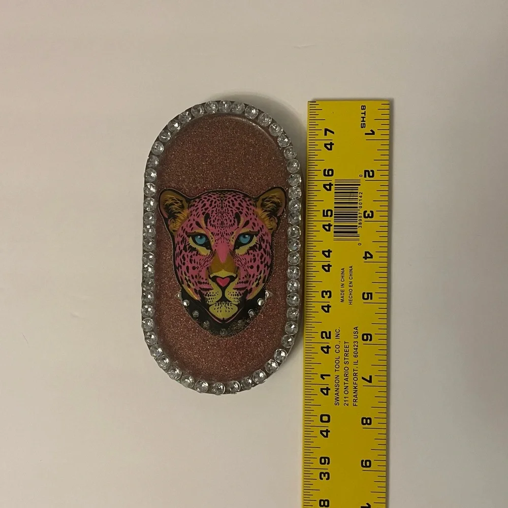 Pink Leopard Resin Tray with Rhinestones - Picture 4 of 5
